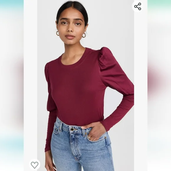 Splendid Oslo Puff Sleeve Tee In Mulberry